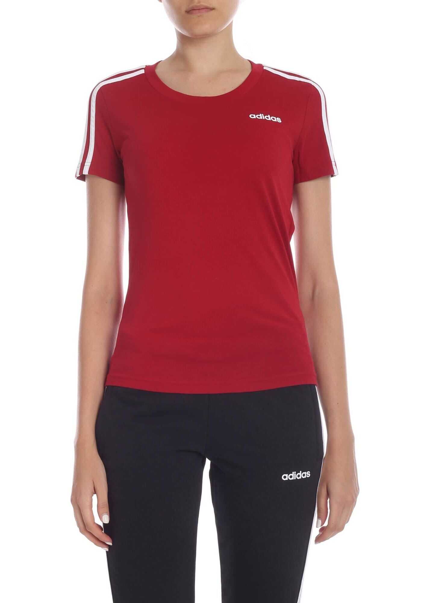 adidas E 3Stripes Slim T-Shirt In Dark Red Red