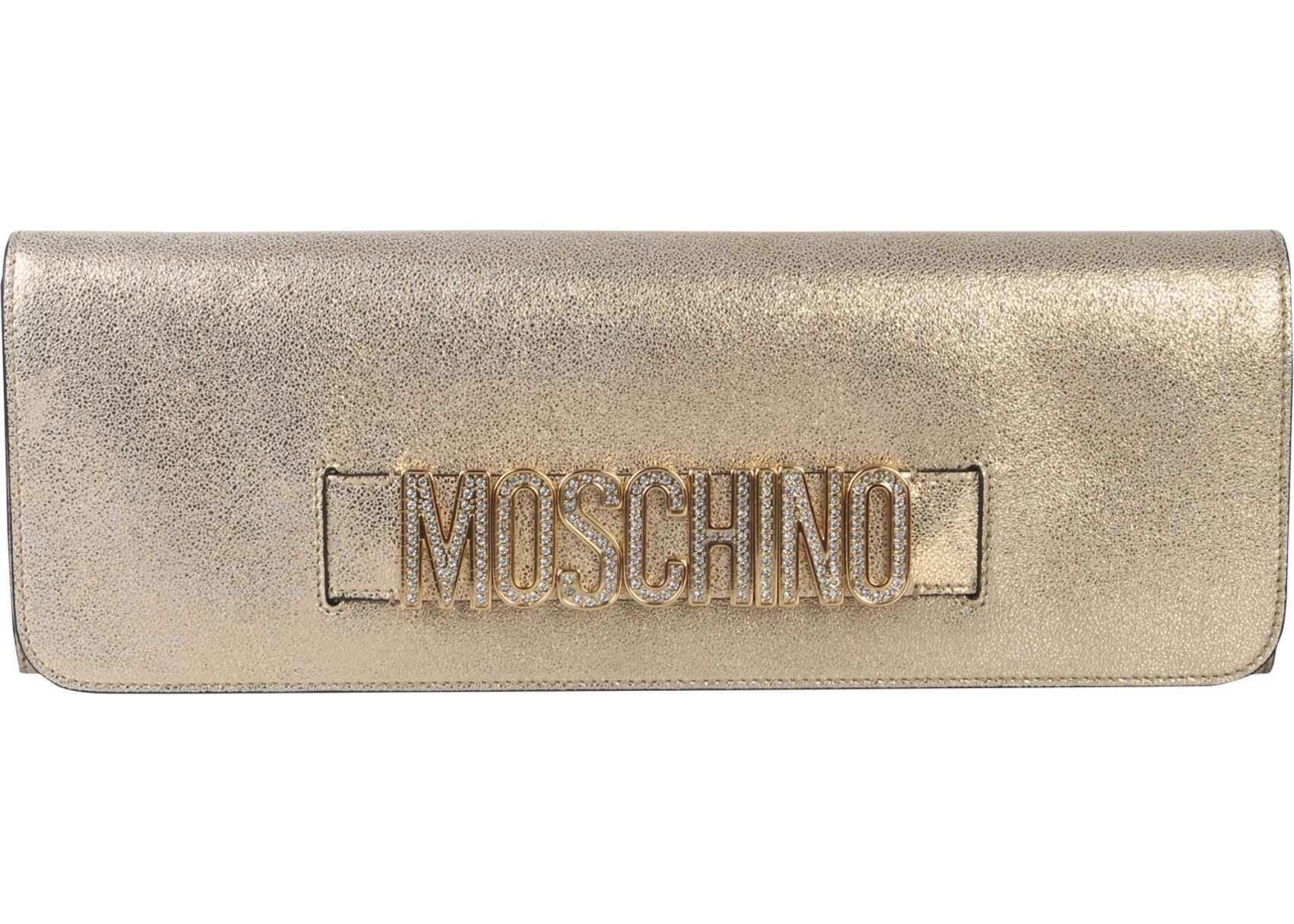 Moschino Clutch With Logo GOLD