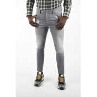 Blugi drepti DSQUARED2 STRETCH GREY DENIM 11 OZ SKATER JEANS