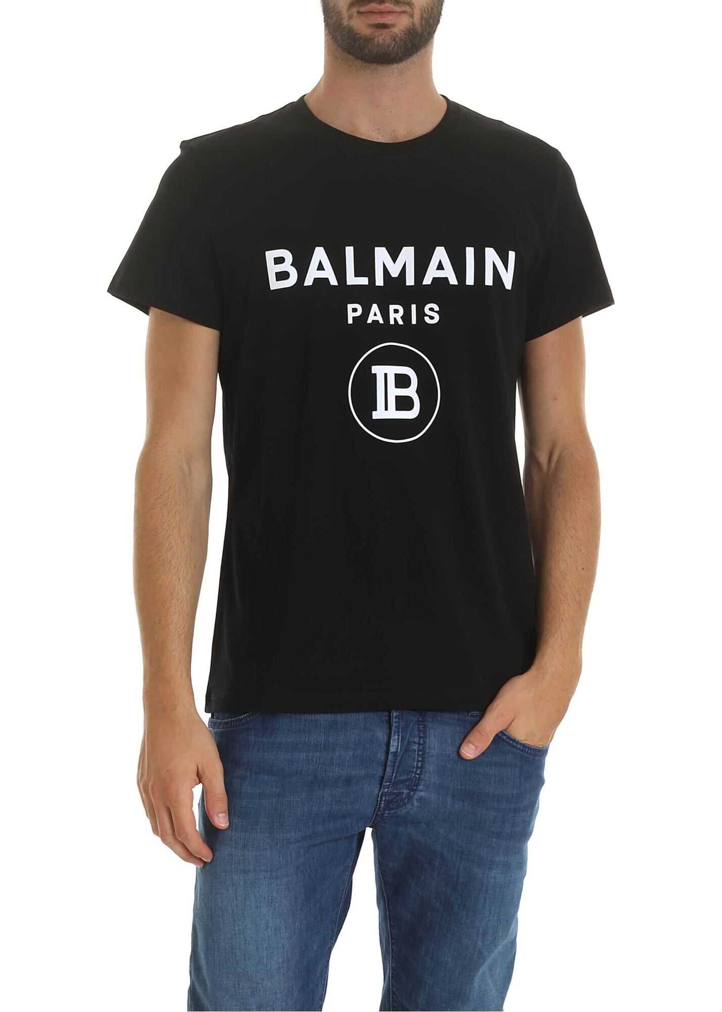 Balmain Black T-Shirt With Balmain Paris Logo Black
