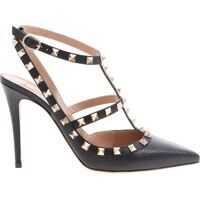 Pantofi cu toc Rockstud Pumps In Black With Gold Studs Femei
