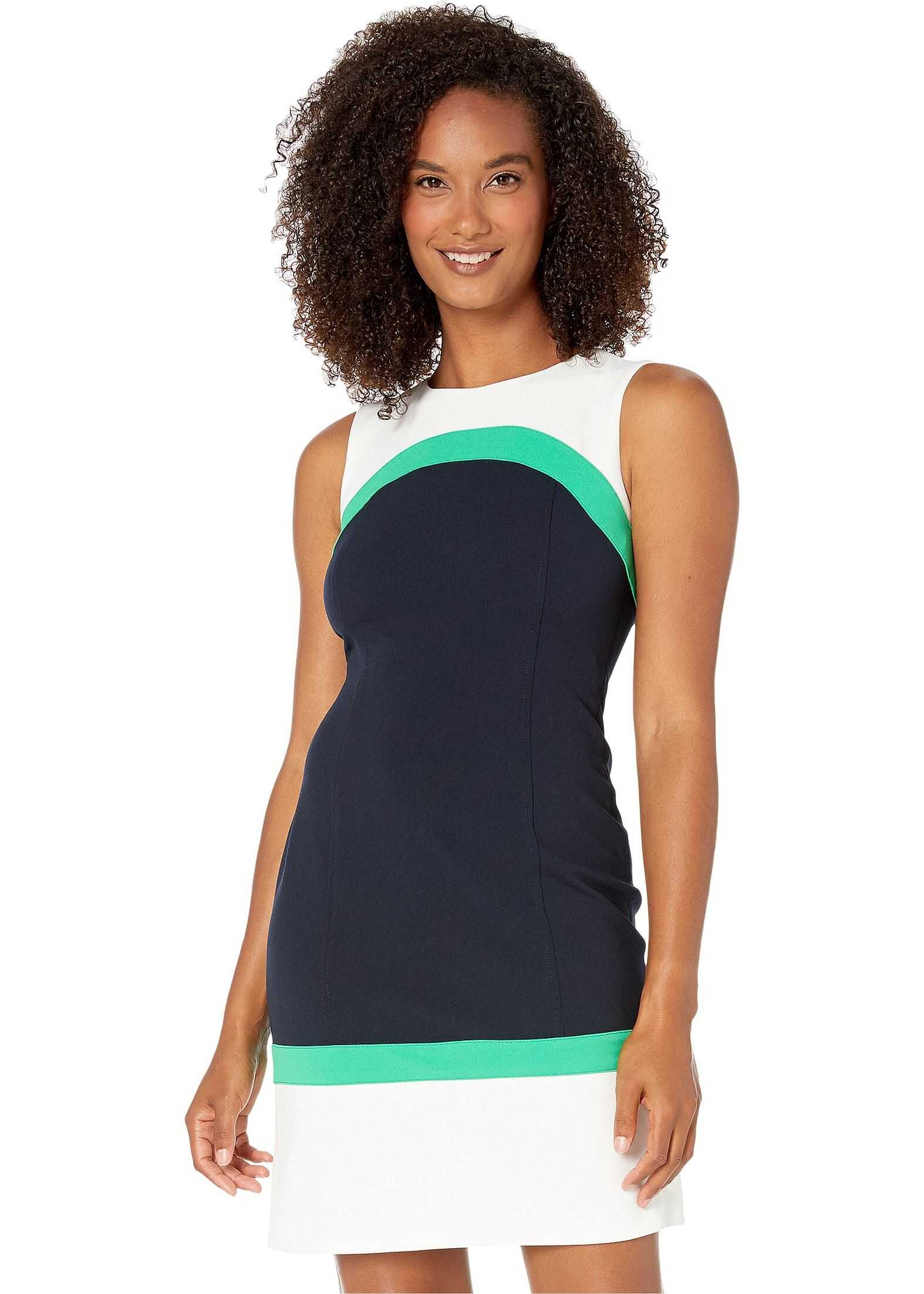 Tommy Hilfiger Color Block A-Line Dress Ivory/Peapod/Sky Captain