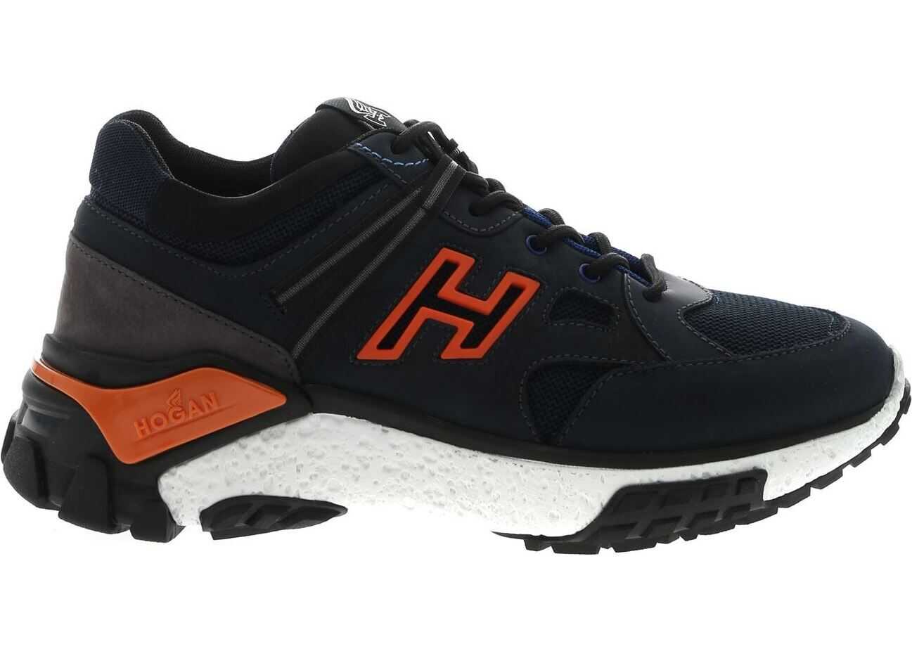 Hogan H477 Urban Trek Sneakers In Blue And Orange Blue