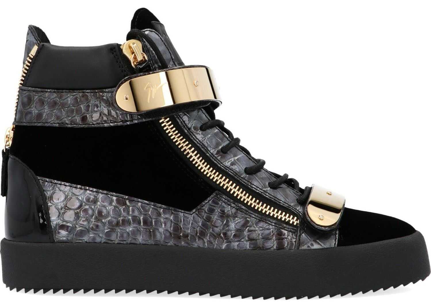 Giuseppe Zanotti Leather Hi Top Sneakers BLACK