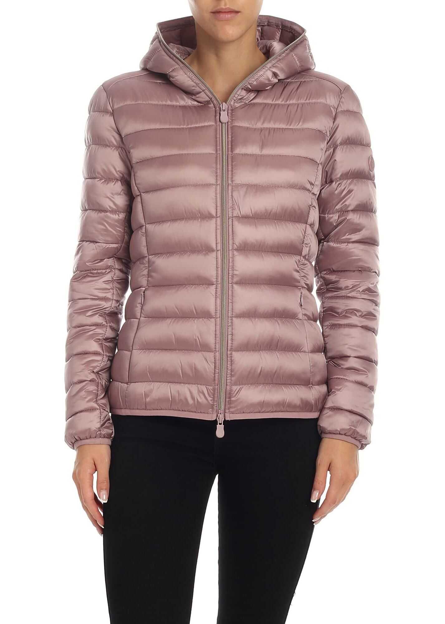 Save the Duck Iris 9 Hooded Down Jacket In Pink Pink