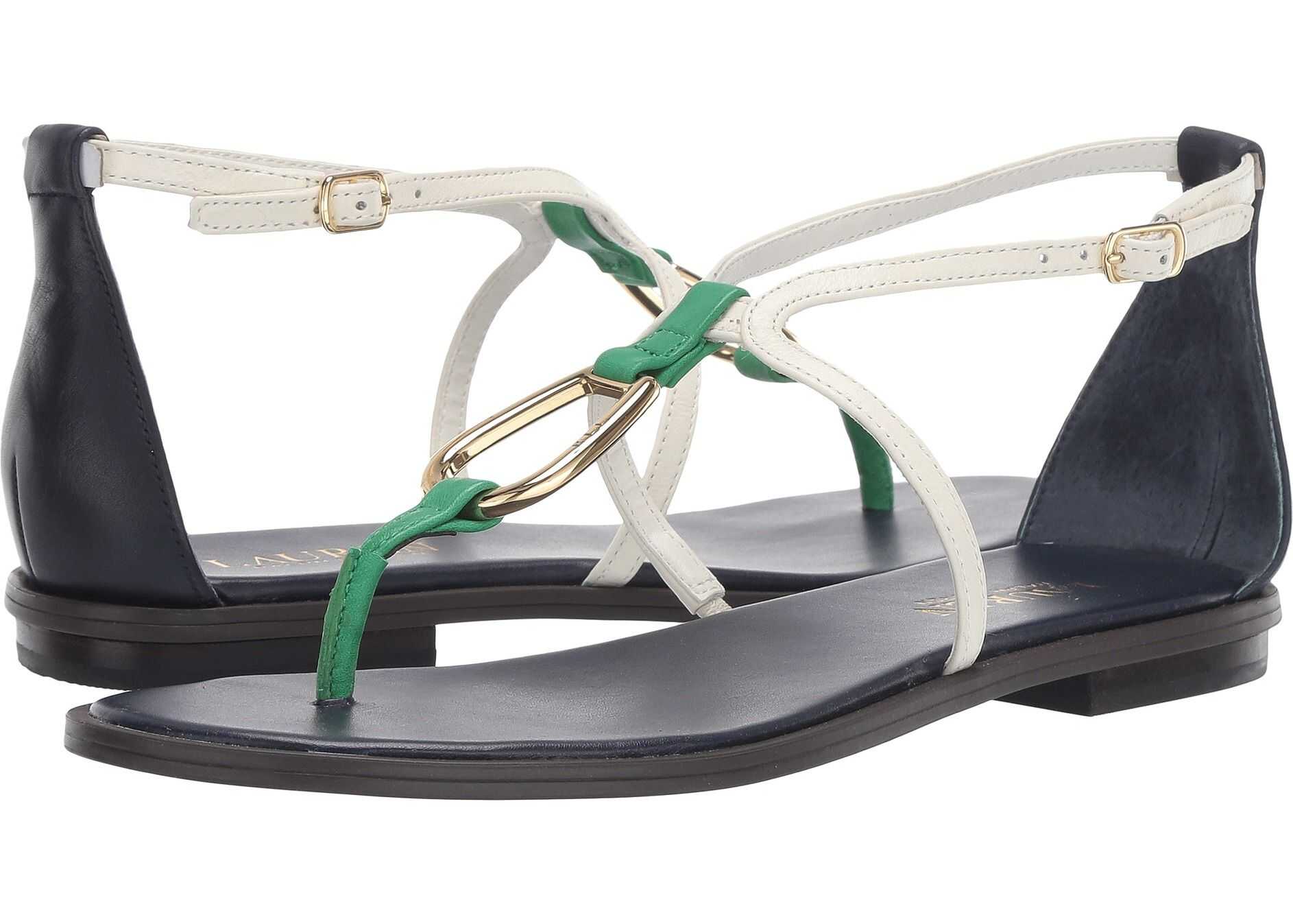 Ralph Lauren Nanine Dark Midnight/Vanilla/Spring Emerald Super Soft Leather Color Bl