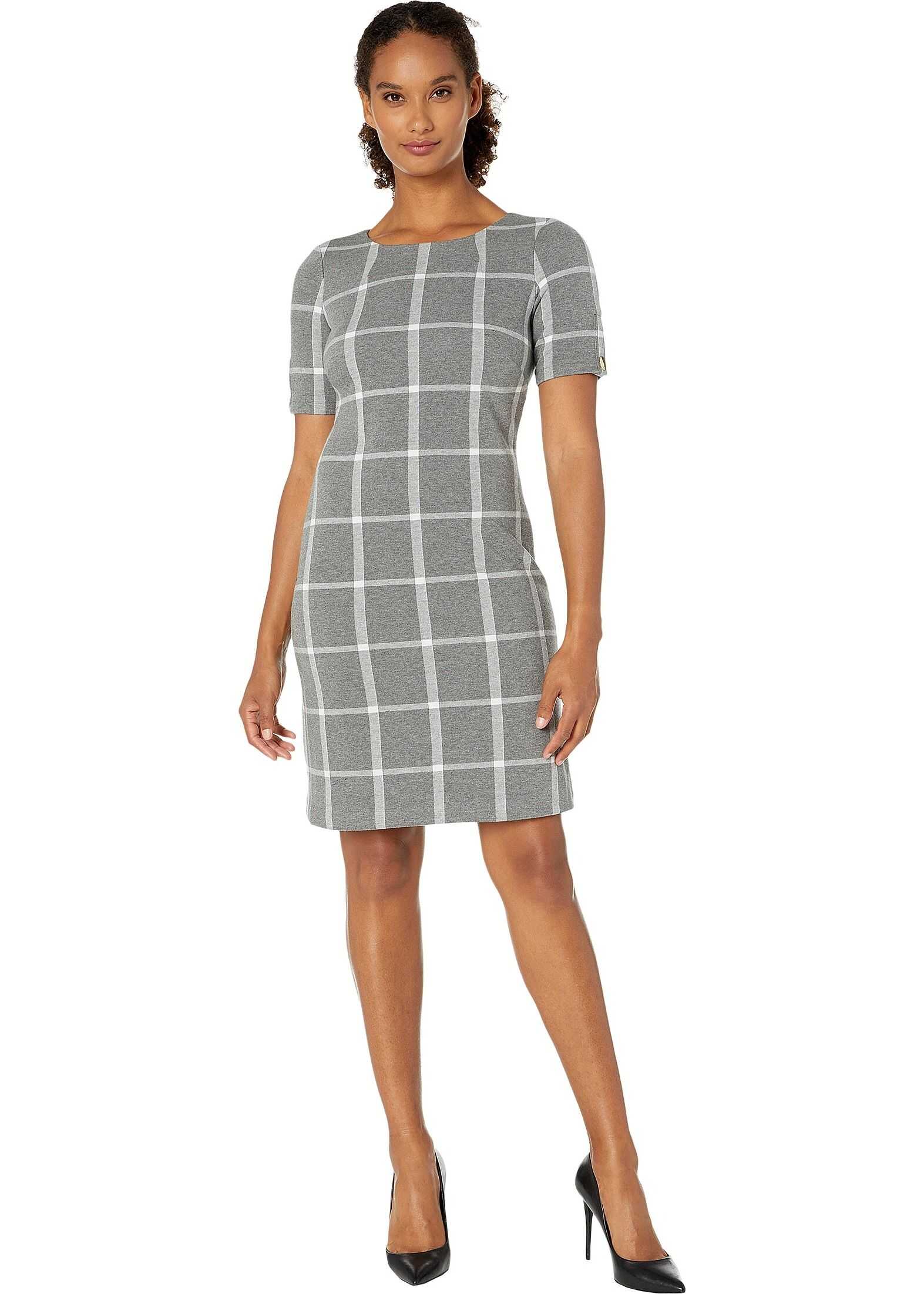 Tommy Hilfiger Knit Plaid Dress Grey/Ivory