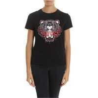 Tricouri Pink And Red Tiger Print T-Shirt In Black Femei