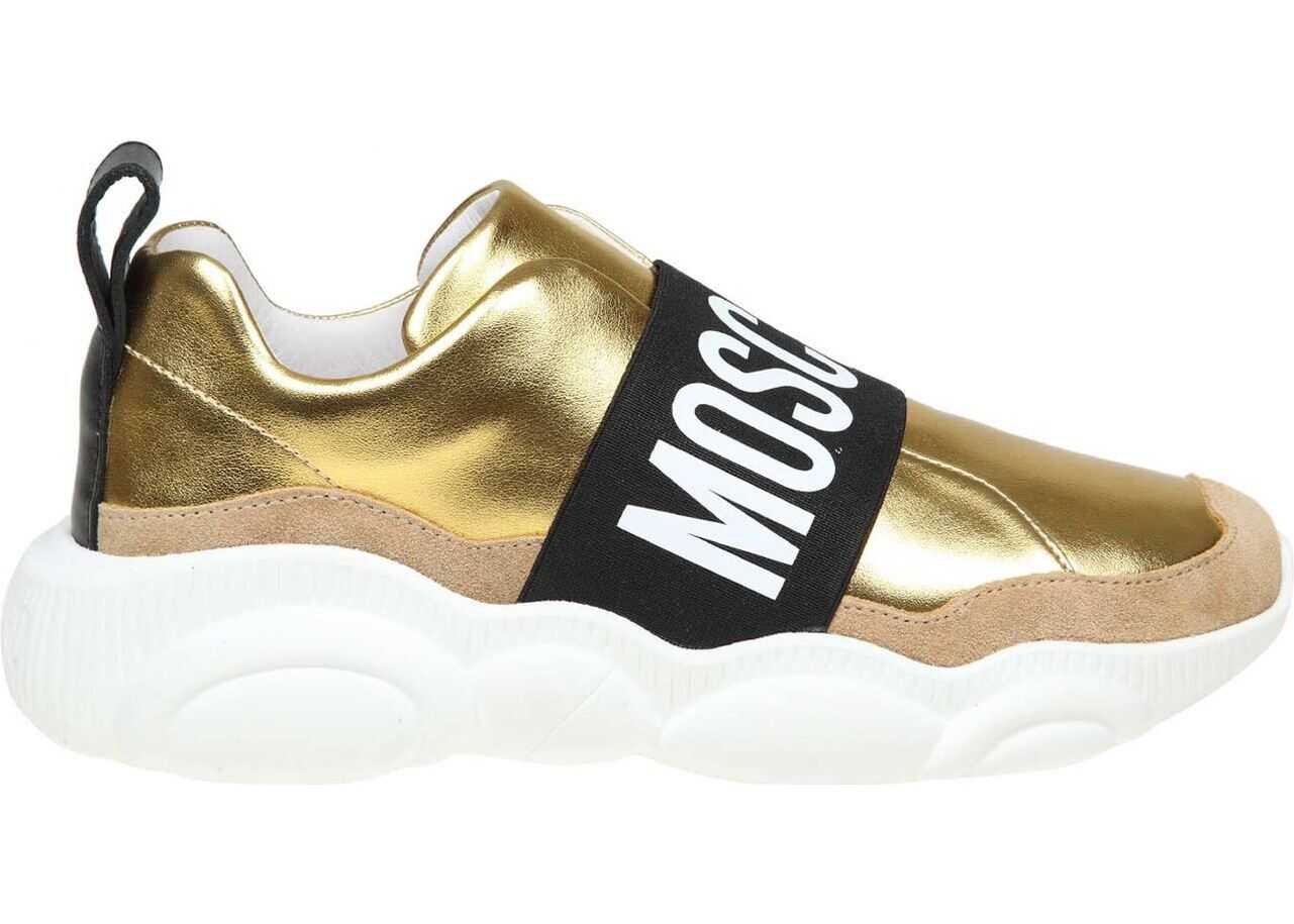 Moschino Slip On Teddy Run In Gold Color Gold