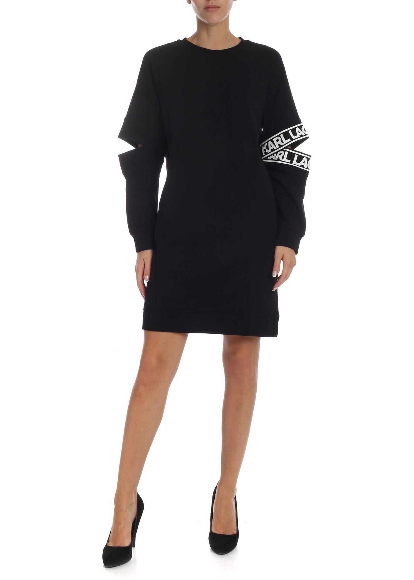 Karl Lagerfeld Black Dress With Cut-Out On The Sleeves Black