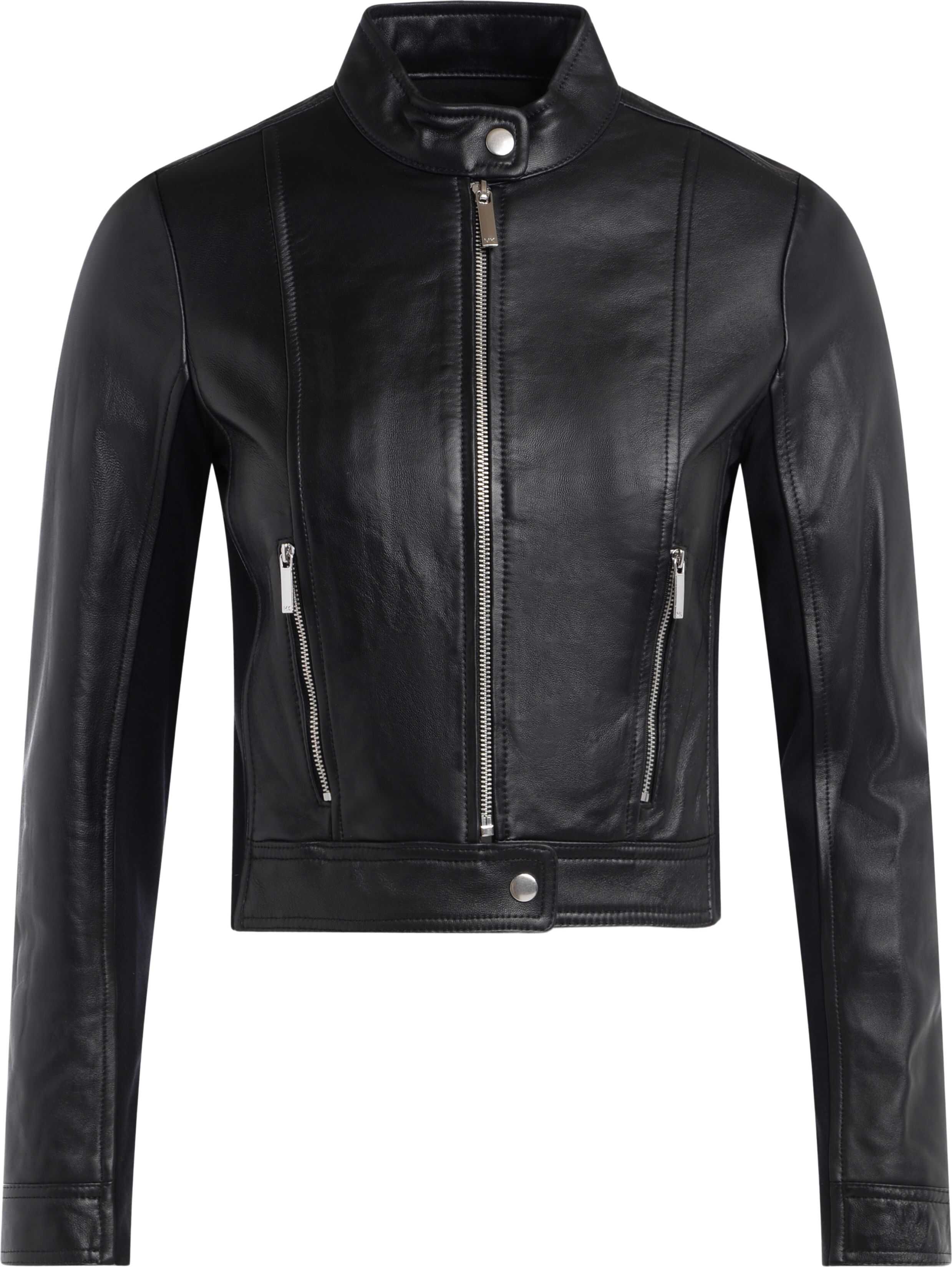 Michael Kors Ponti Combo Short Jacket In Black Leather Black
