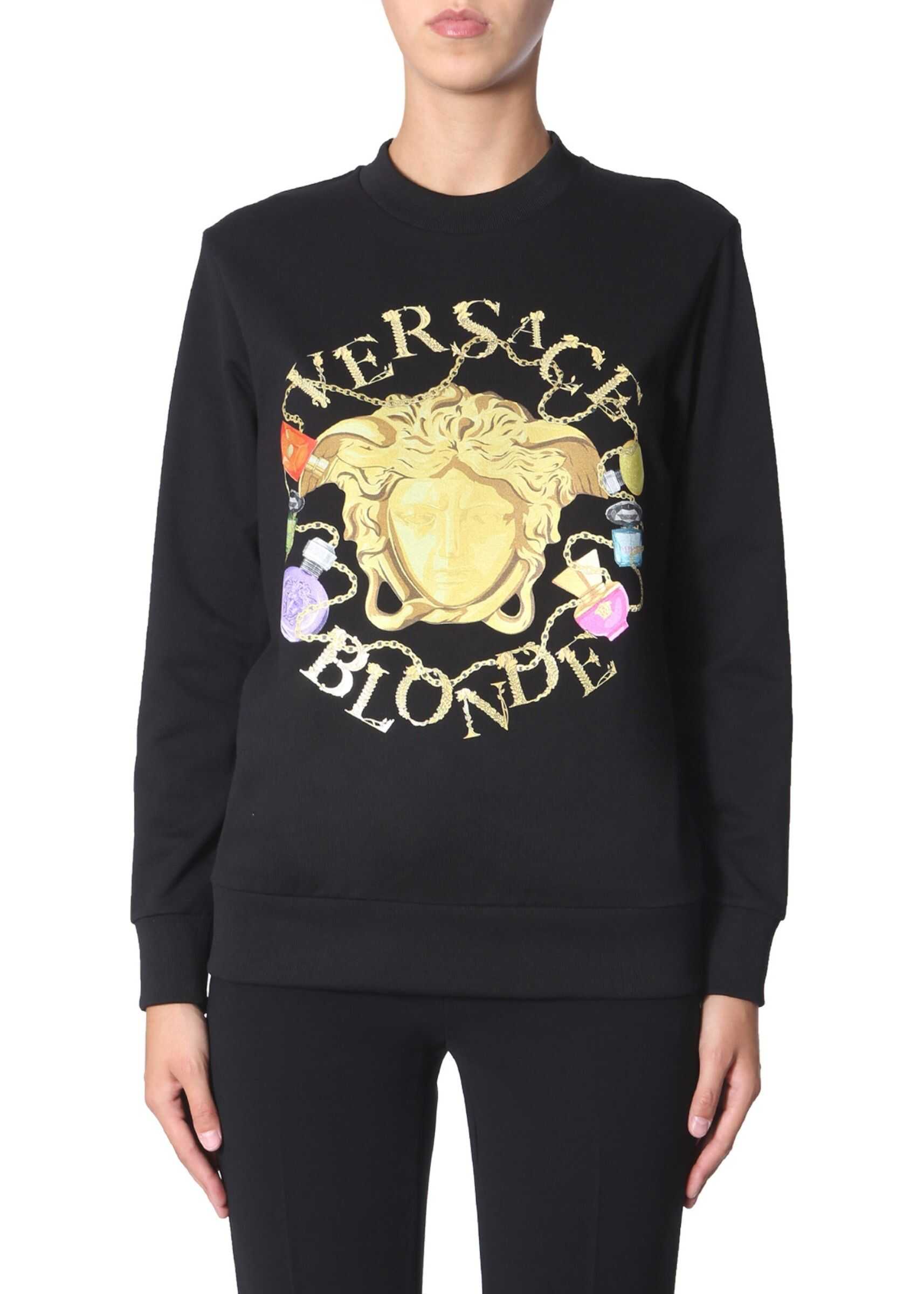 Bluza Versace Printed Sweatshirt Neck BLACK