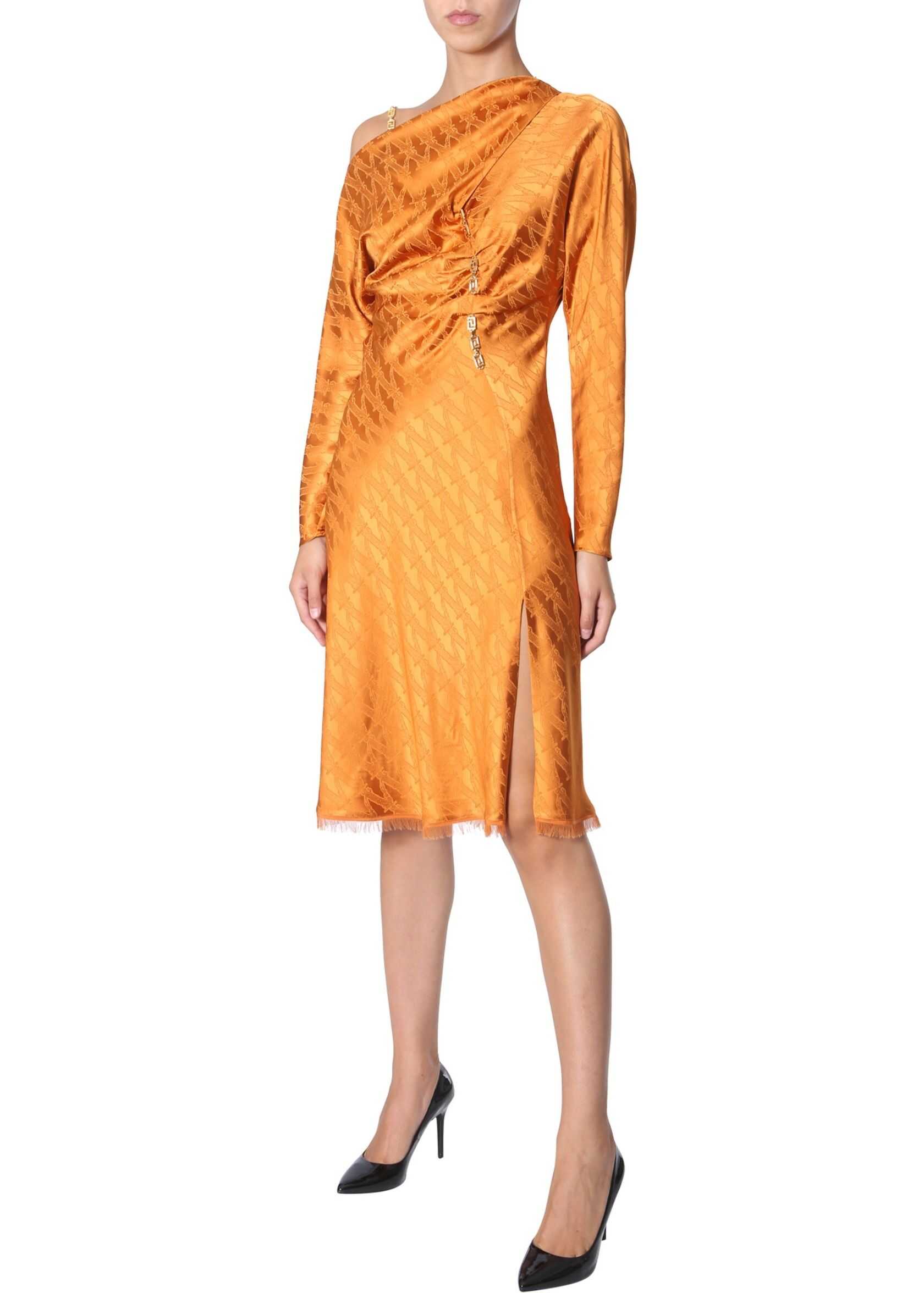 Versace Jacquard Dress With Chain YELLOW