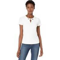 Bluze Short Sleeve Grommet Knit Top Femei