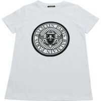 Tricouri White T-Shirt Balmain Medallion Print Baieti