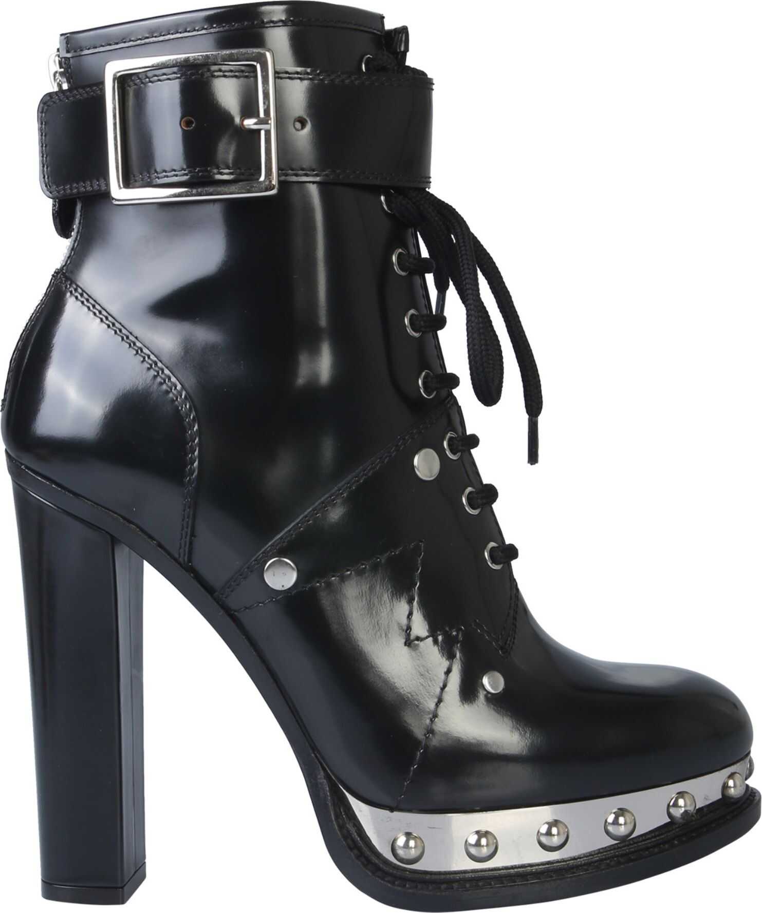 Alexander McQueen Ankle Boot With Plateau And Tread Sole BLACK