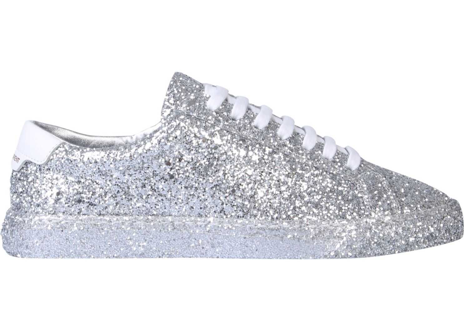 Saint Laurent Andy Sneakers In Crystal Glitter SILVER