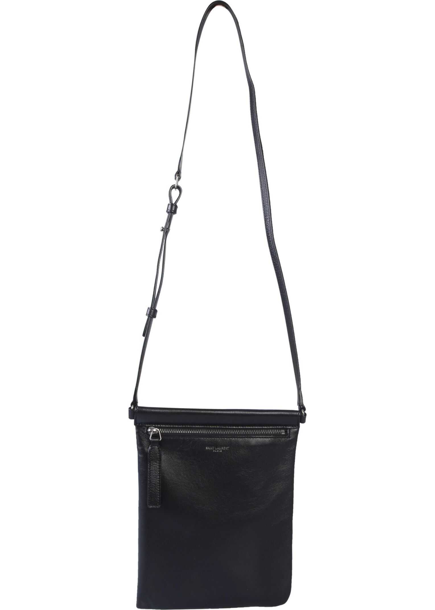 Saint Laurent Sid Flat Shoulder Bag BLACK