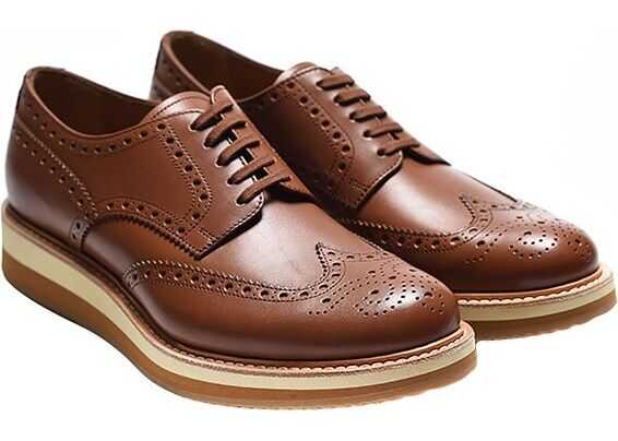 Prada Sport Leather Derby Shoes Brown