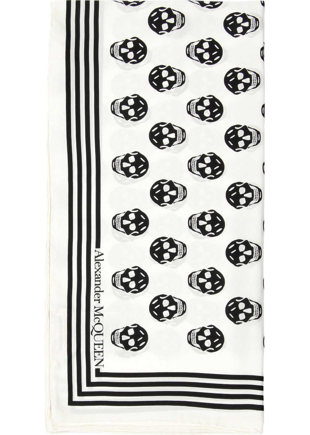 Alexander McQueen Skull Silk Twill Scarf IVORY BLACK