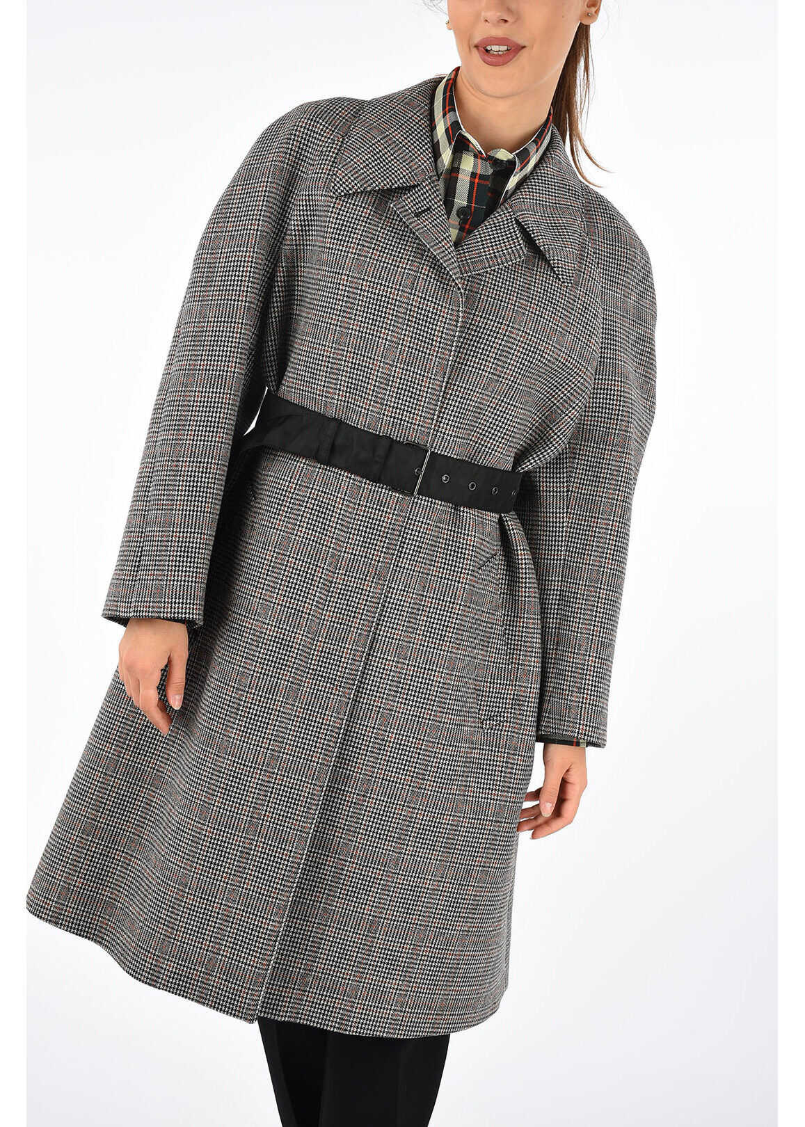 Prada Virgin Wool Blend Coat MULTICOLOR