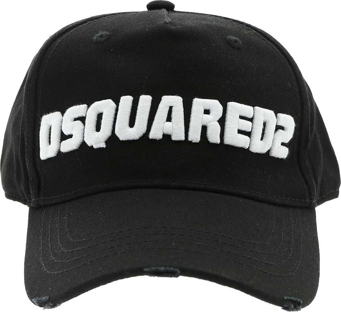 DSQUARED2 Black Hat With White Logo Embroidery Black