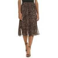 Fuste pana la genunchi Beige And Black Animalier Skirt Femei