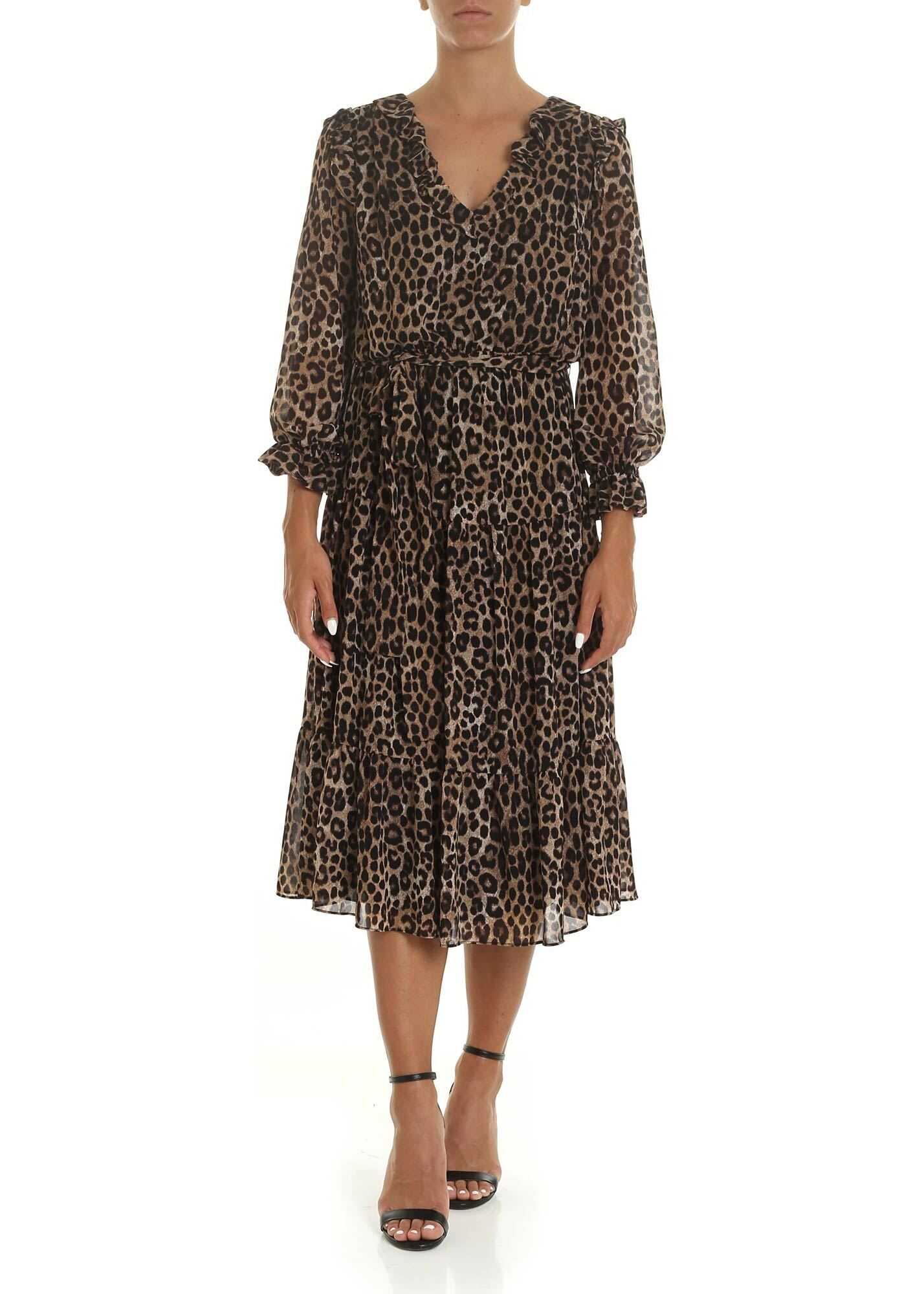 Michael Kors Beige And Black Animalier Dress Animal print