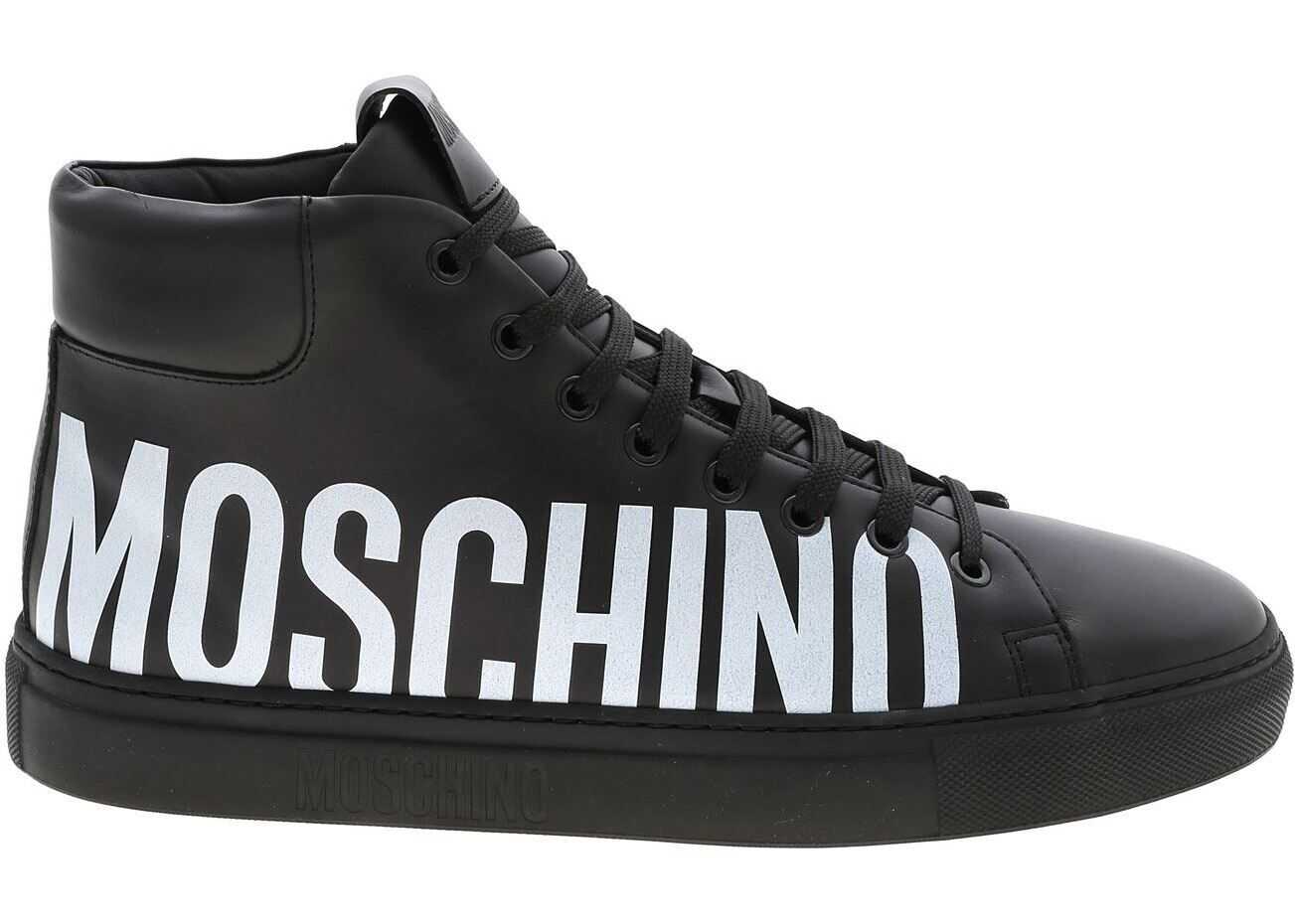 Moschino Sneakers In Black With Logo Print Black