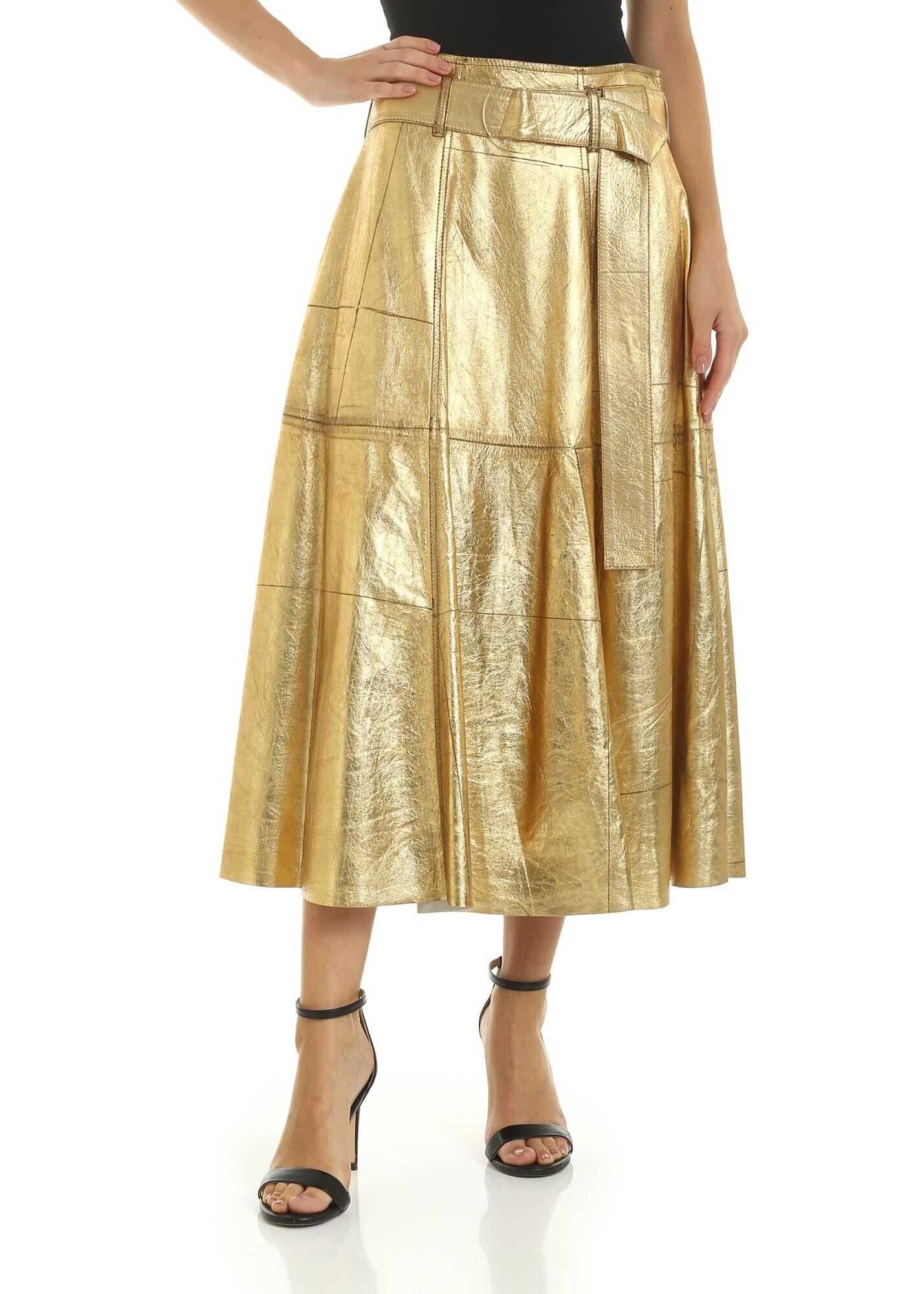 Golden Goose Skirt With Belt In Gold Color Gold