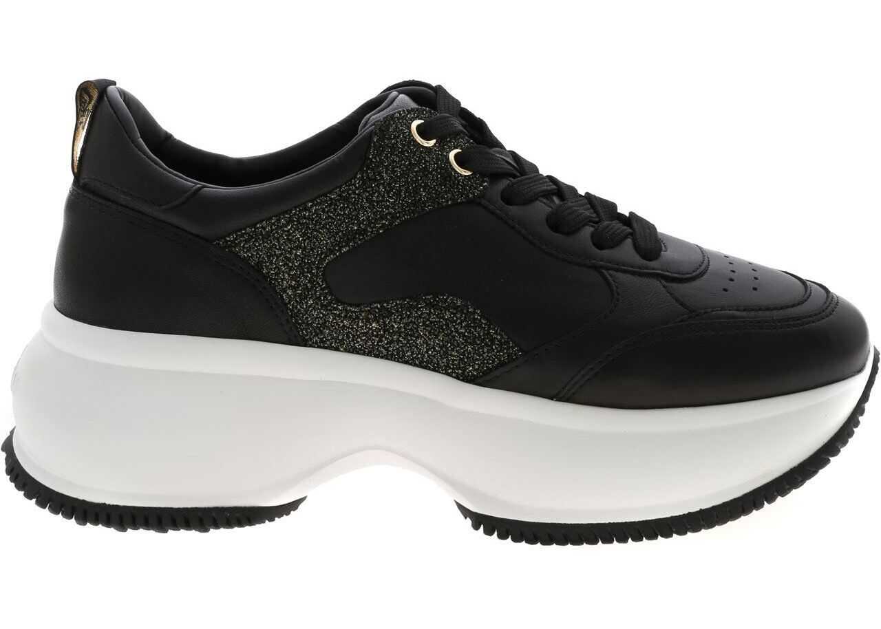 Hogan Maxi I Active Sneakers In Black And Gold Black