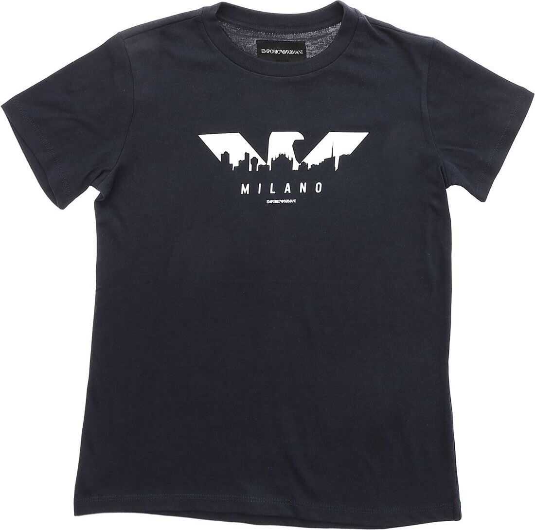 Emporio Armani Milano Printed T-Shirt In Blue Blue