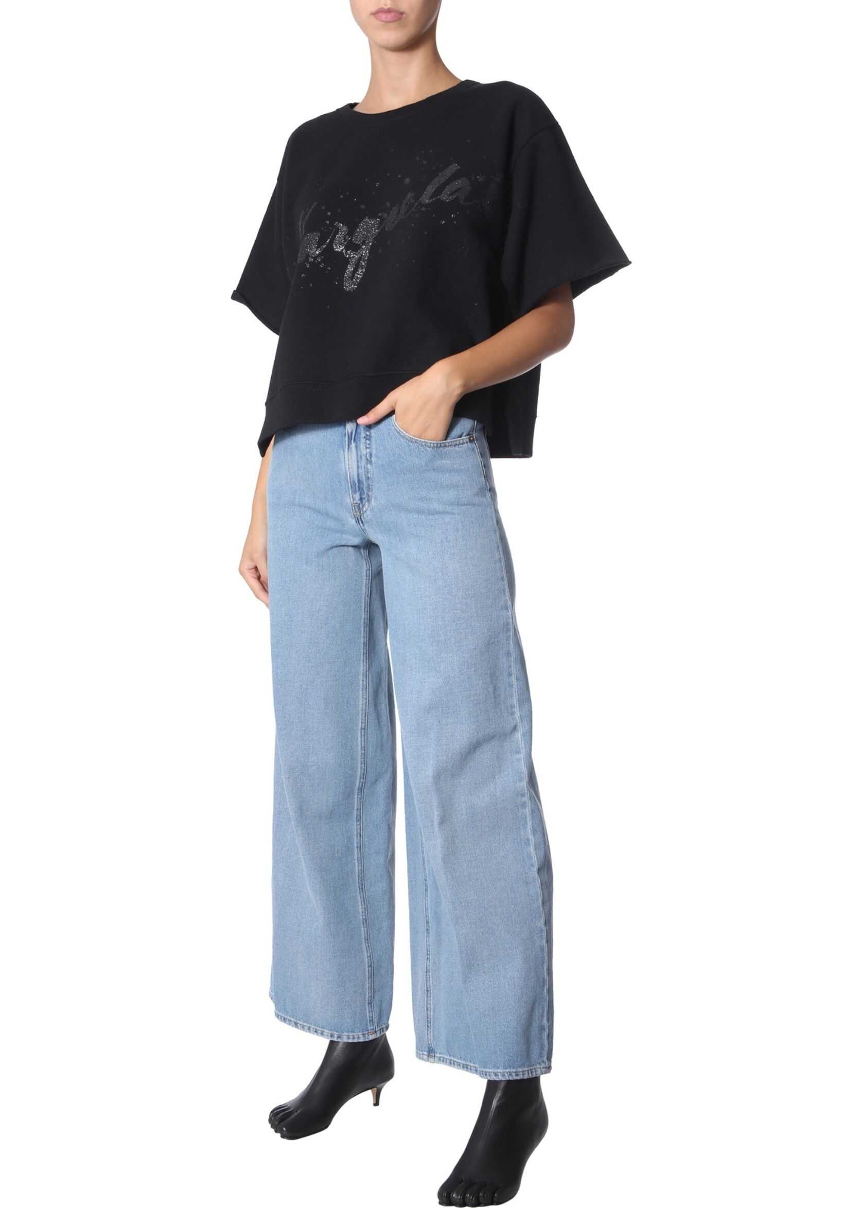 Bluza MM6 Maison Margiela Cropped Sweatshirt BLACK