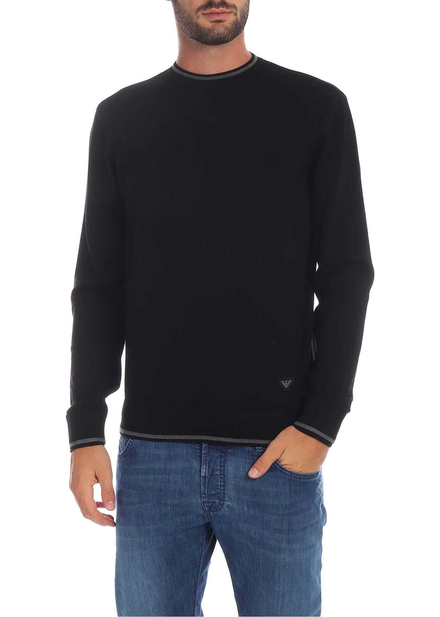 Emporio Armani Gray Edges Pullover In Black Black