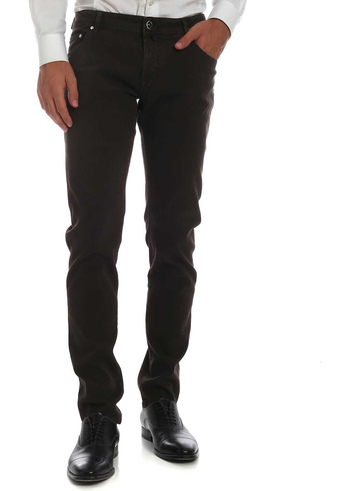 Jacob Cohen 5-Pocket Trousers In Brown Worked Fabric Brown