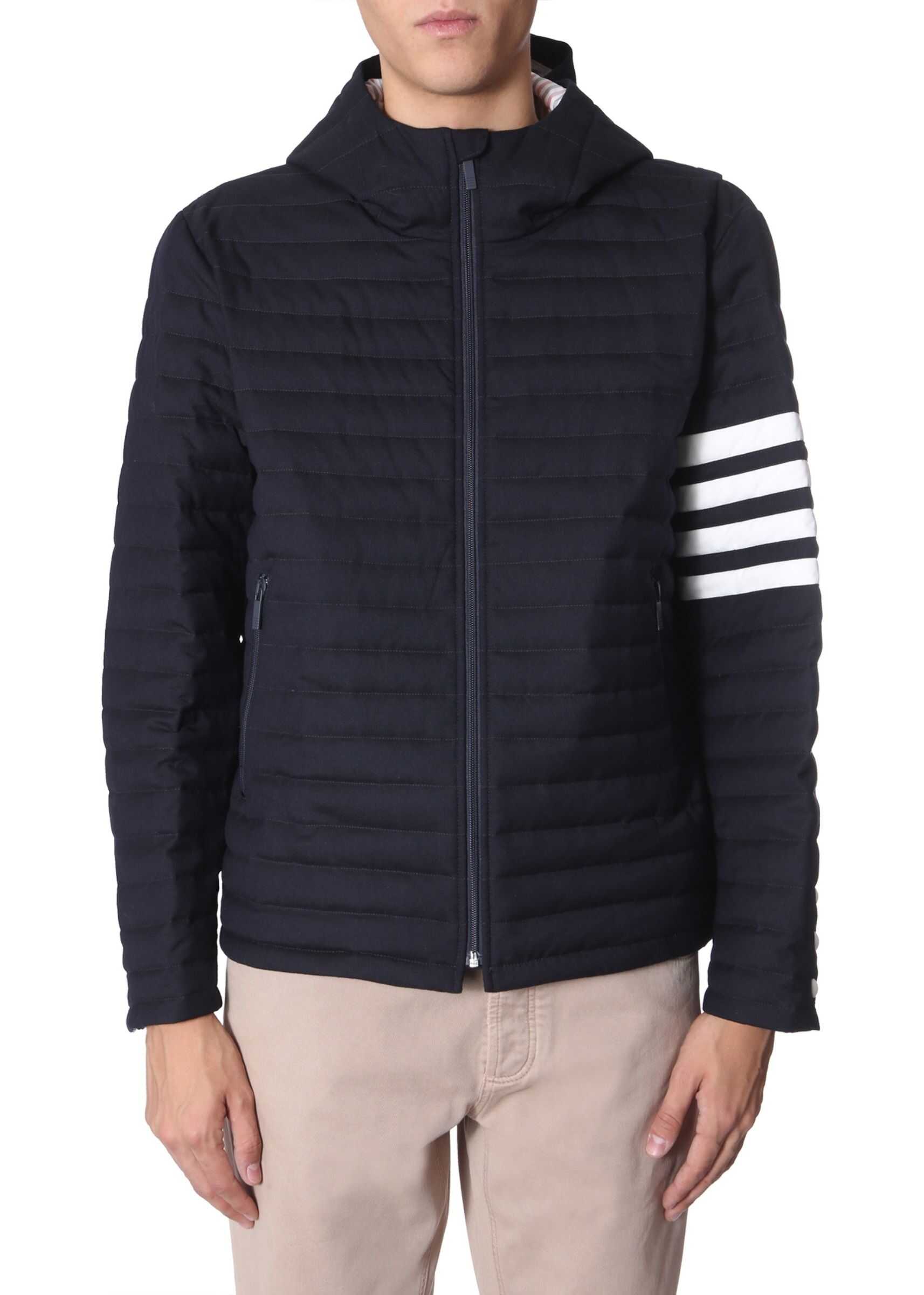 Thom Browne Down Jacket With Hood BLUE