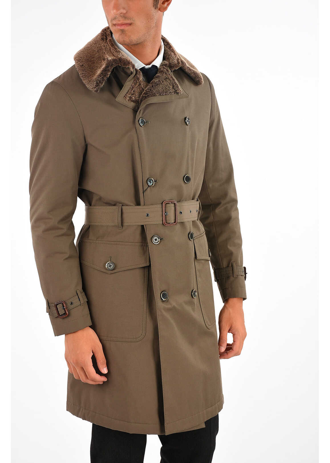 CORNELIANI CC COLLECTION Trench with Faux Fur O.WEAR BROWN