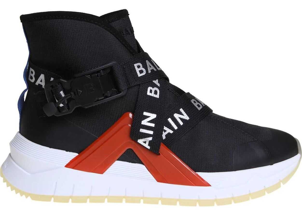 Balmain B-Troop Sneakers In Black With Red Detail Black