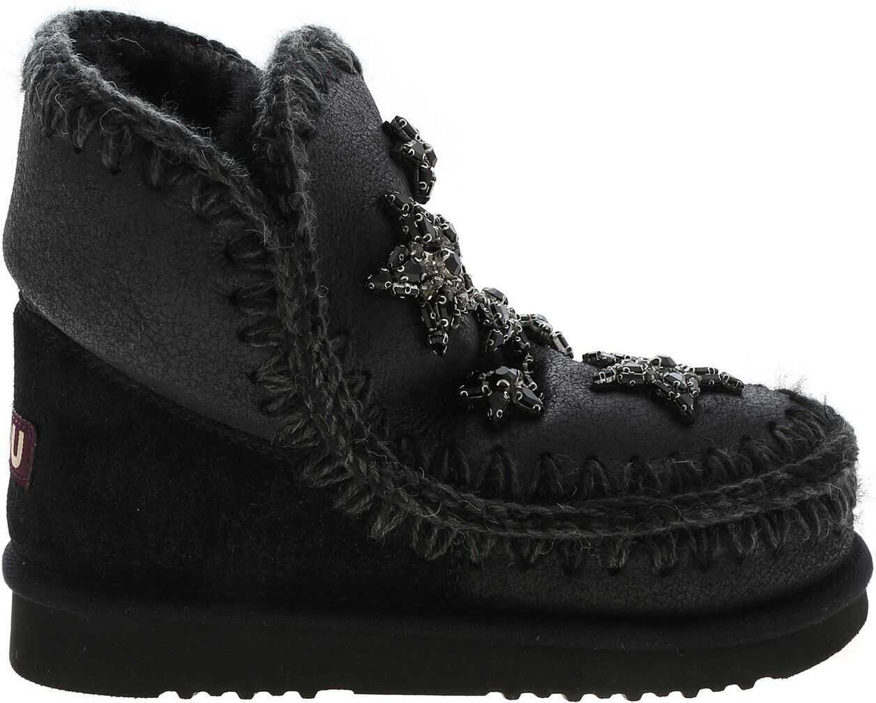 Mou Eskimo 18 Crystal Stars Sneakers In Black Black