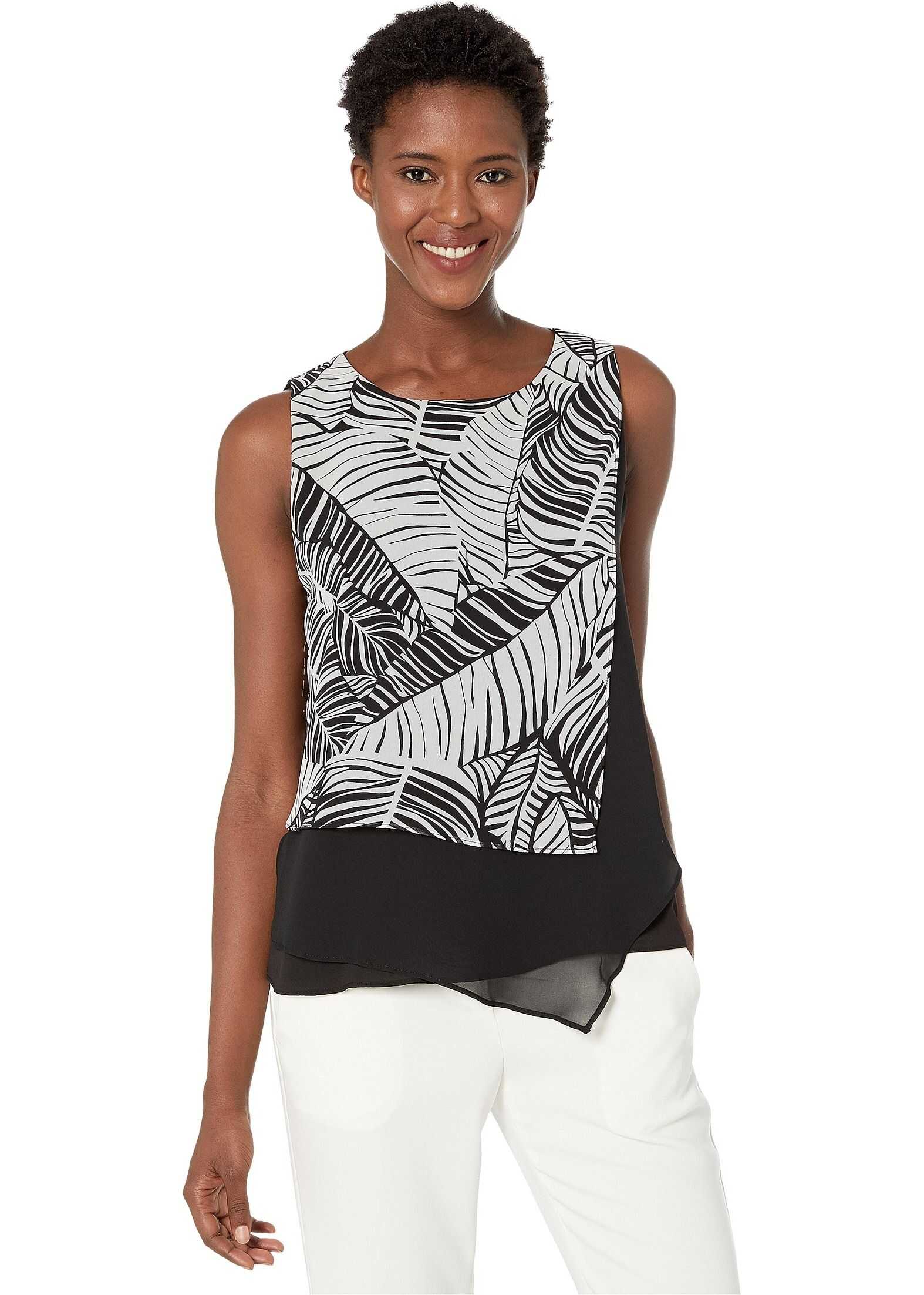 Calvin Klein Sleeveless Printed Layered Top Black/Cream