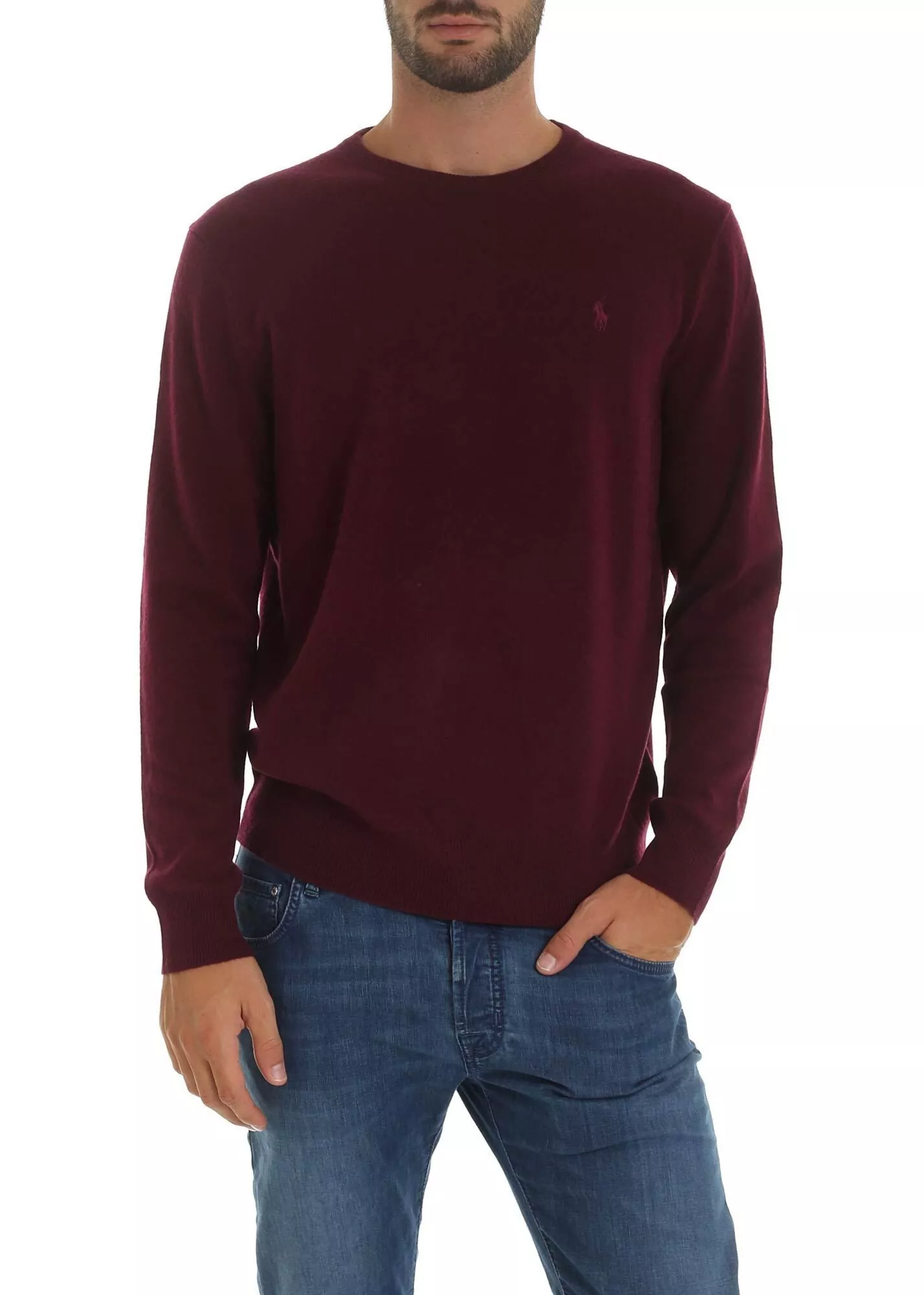 Ralph Lauren Wine-Colored Pullover With Logo Embroidery Red
