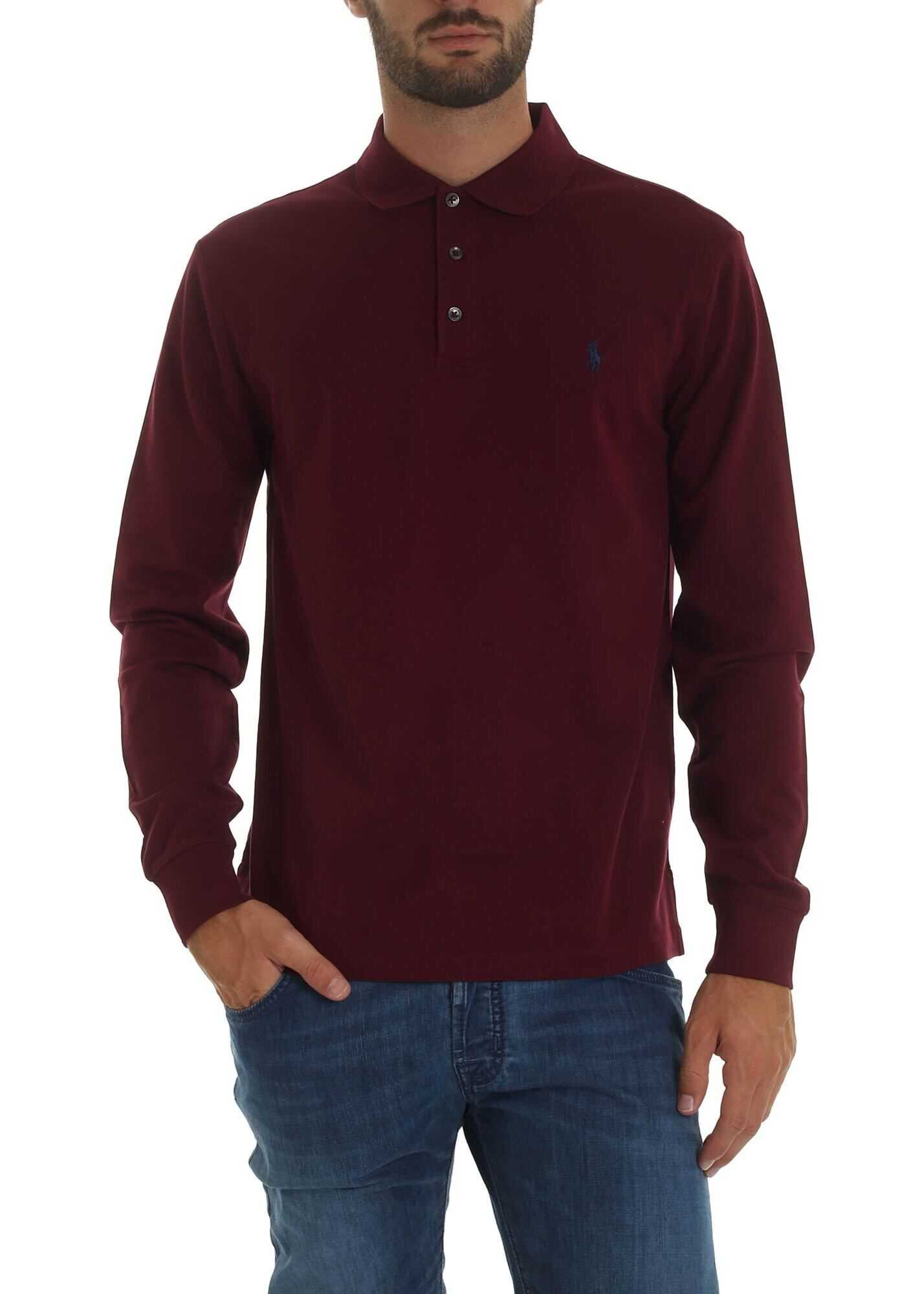 Burgundy Polo Shirt With Logo Embroidery