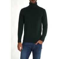 Pulovere casual Dark Green Turtleneck With Ribbed Details Barbati