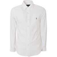 Camasi elegante White Shirt With Logo Embroidery On The Chest Barbati