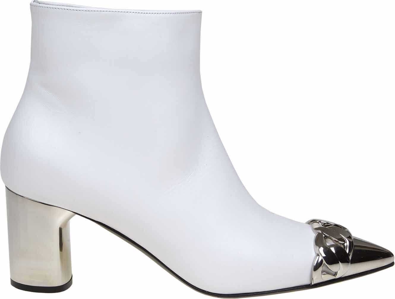 Casadei Agyness Ankle Boots In White Leather White