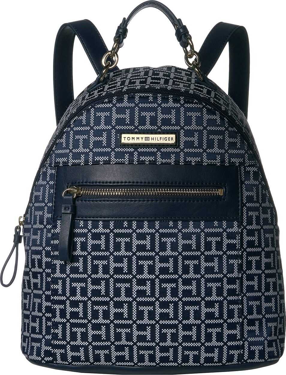Tommy Hilfiger Claudia Jacquard Dome Backpack Navy Tonal