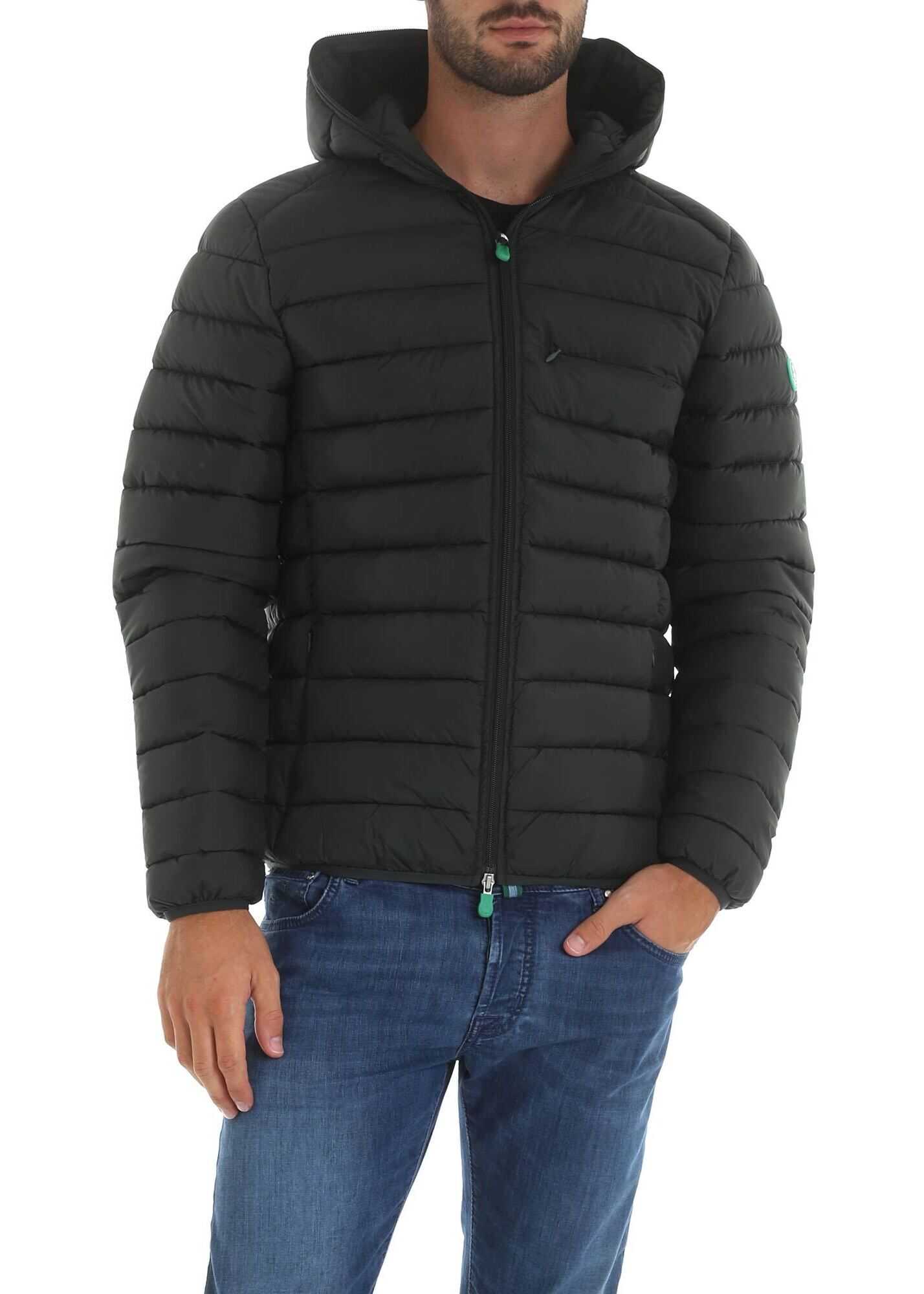 Save the Duck Dark Green Down Jacket With Hood Green
