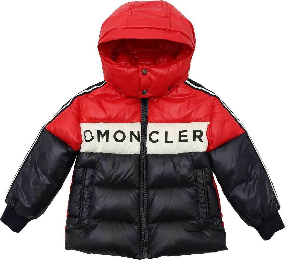Moncler Kids Febrege Down Jacket In Blue And Red Blue
