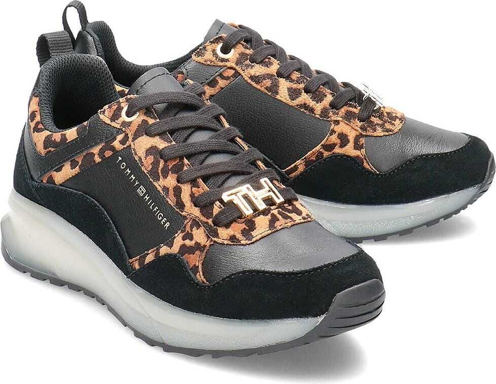 Tommy Hilfiger Leo Print Sporty Sneakers Czarny