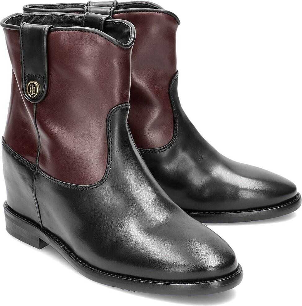 Tommy Hilfiger Color Block Wedge Bootie Czarny